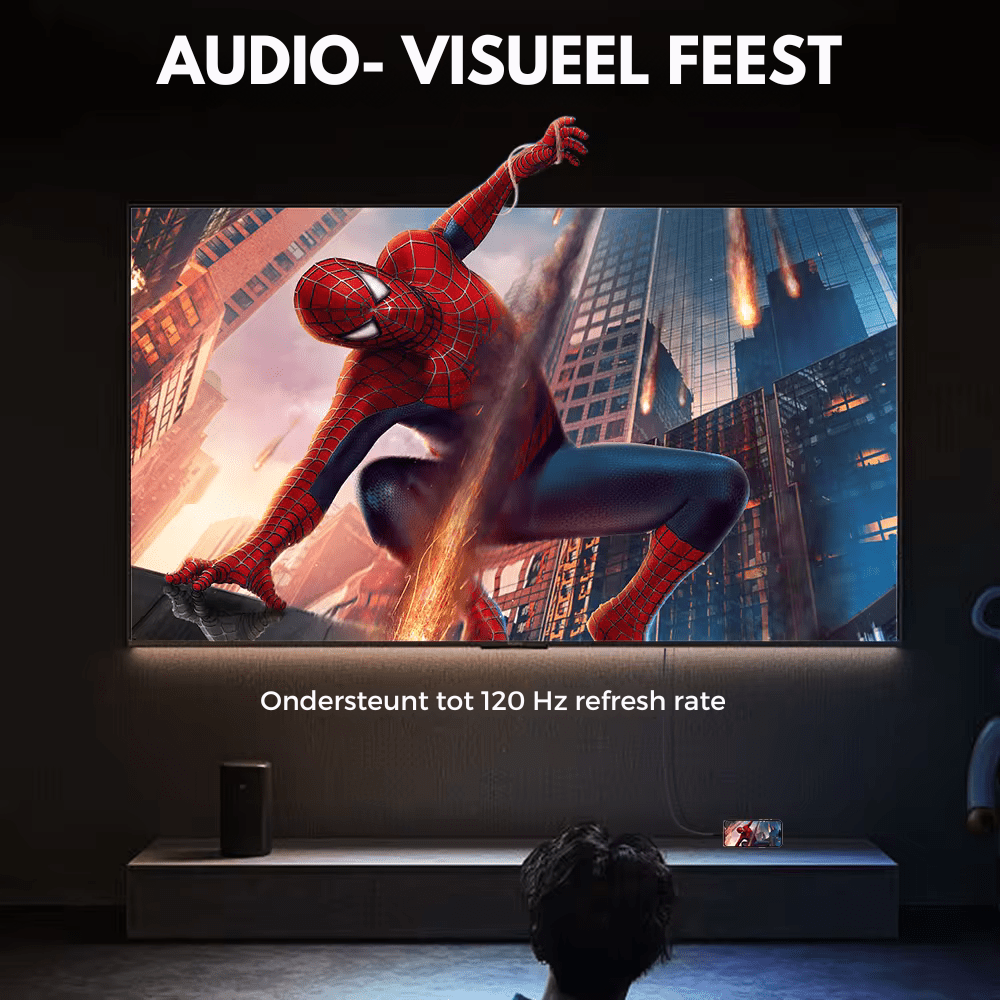 HDMI naar HDMI Kabel – Ultra High Speed - 8K 60Hz - 4K 120Hz voor Haarscherpe Beeldkwaliteit - 2.1 HDMI - 48Gbps - 2 Meter