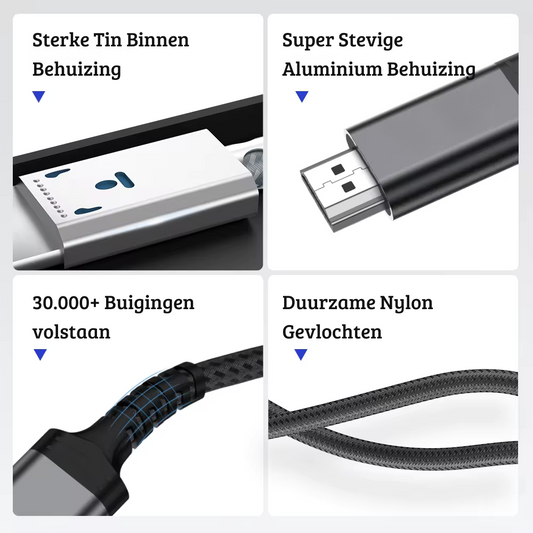 HDMI naar HDMI Kabel – Ultra High Speed - 8K 60Hz - 4K 120Hz voor Haarscherpe Beeldkwaliteit - 2.1 HDMI - 48Gbps - 1 Meter