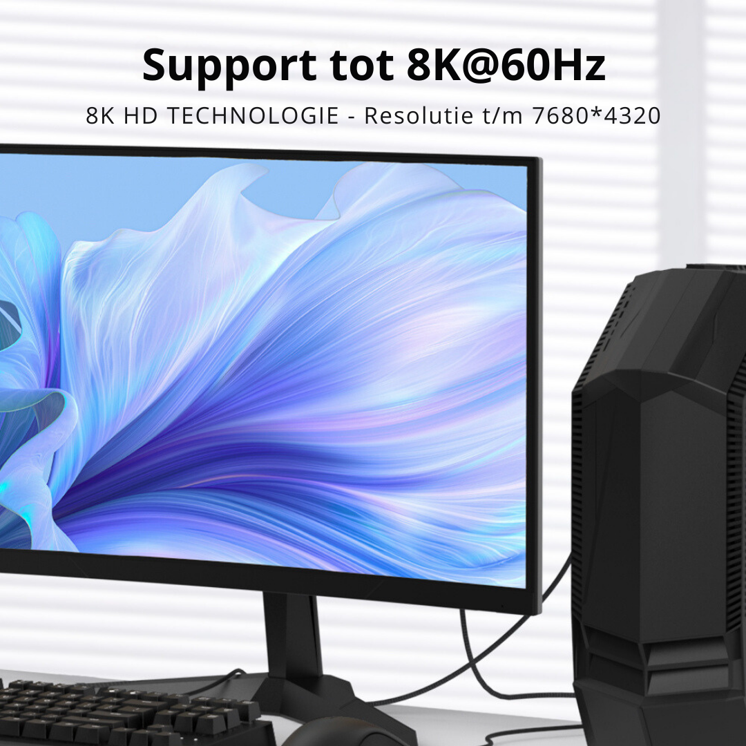 Displayport 1.4 Kabel – Ultra High Speed 8K60Hz voor Haarscherpe Beeldkwaliteit - 2 Meter