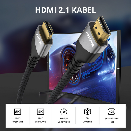 HDMI naar HDMI Kabel – Ultra High Speed - 8K 60Hz - 4K 120Hz voor Haarscherpe Beeldkwaliteit - 2.1 HDMI - 48Gbps - 2 Meter