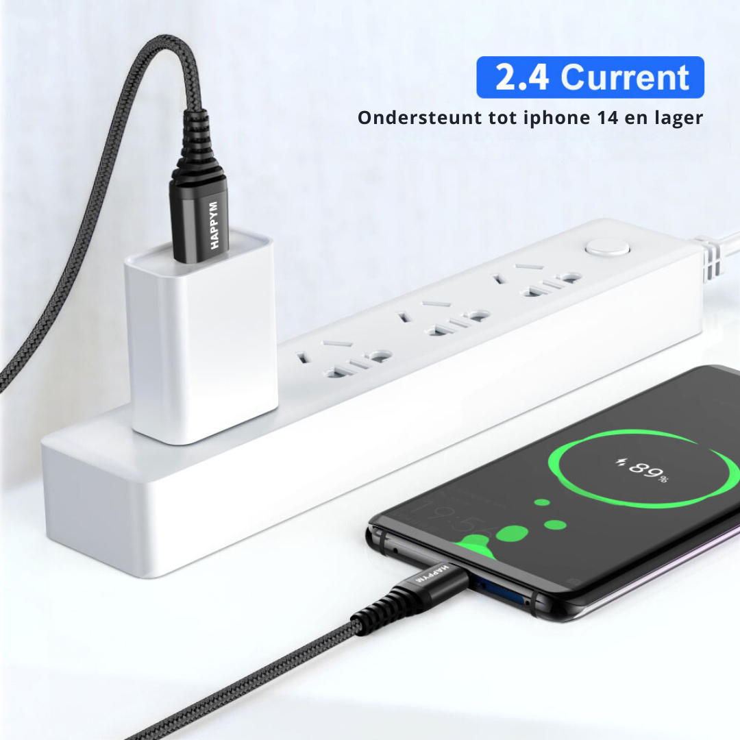 Lightning naar USB Kabel 3M – Extra Lange iPhone Kabel Nylon