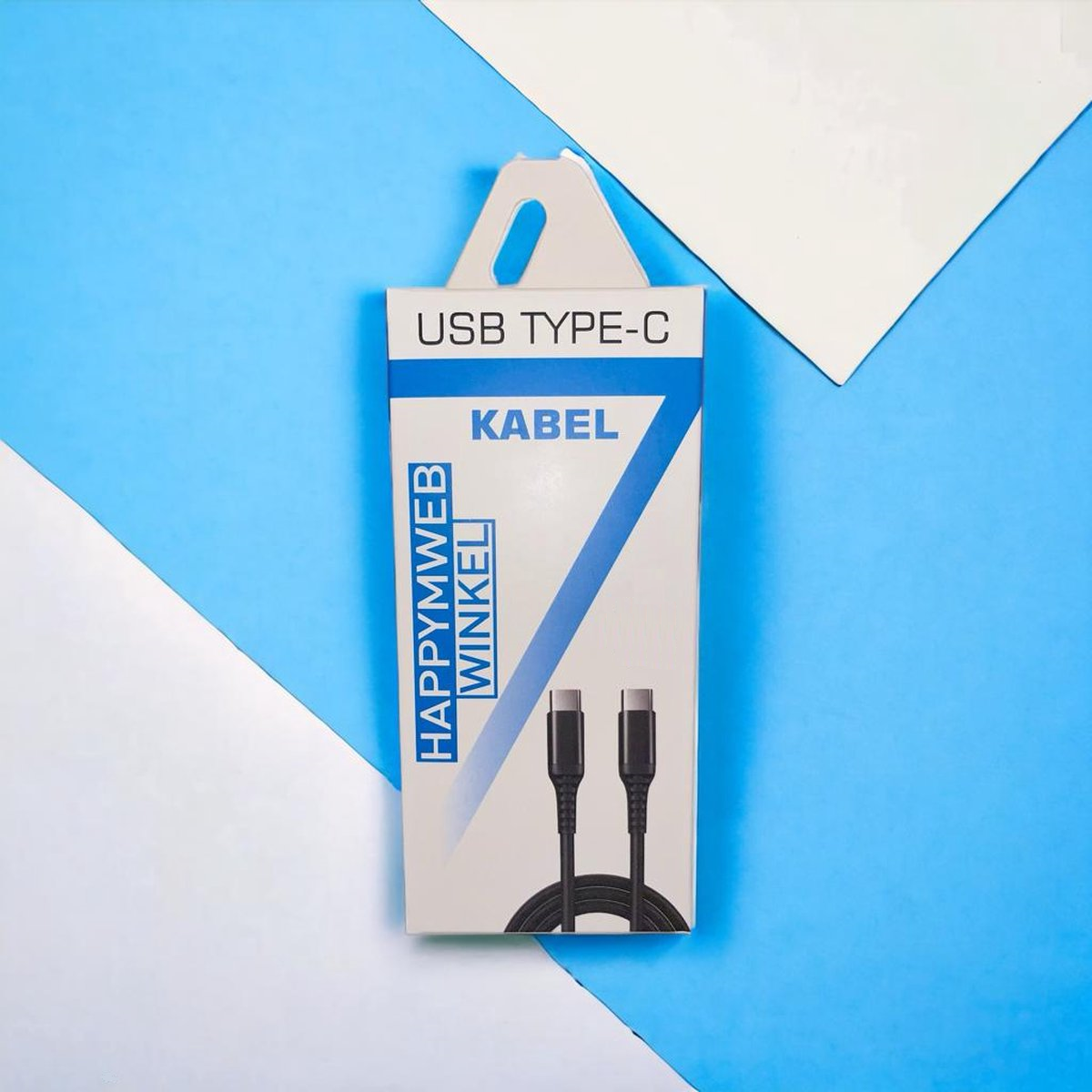 USB-C naar USB-C datakabel en oplaadkabel 0.5M Zwart Nylon Gevlochten