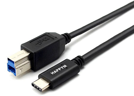 USB-C naar USB-B 3.0 Kabel Printerkabel Externe Harde Schijf 2 Meter Zwart