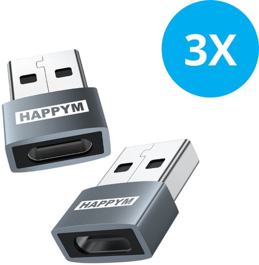 USB-C female naar USB-A male OTG Adapter Set van 3 Stuks 5Gbps