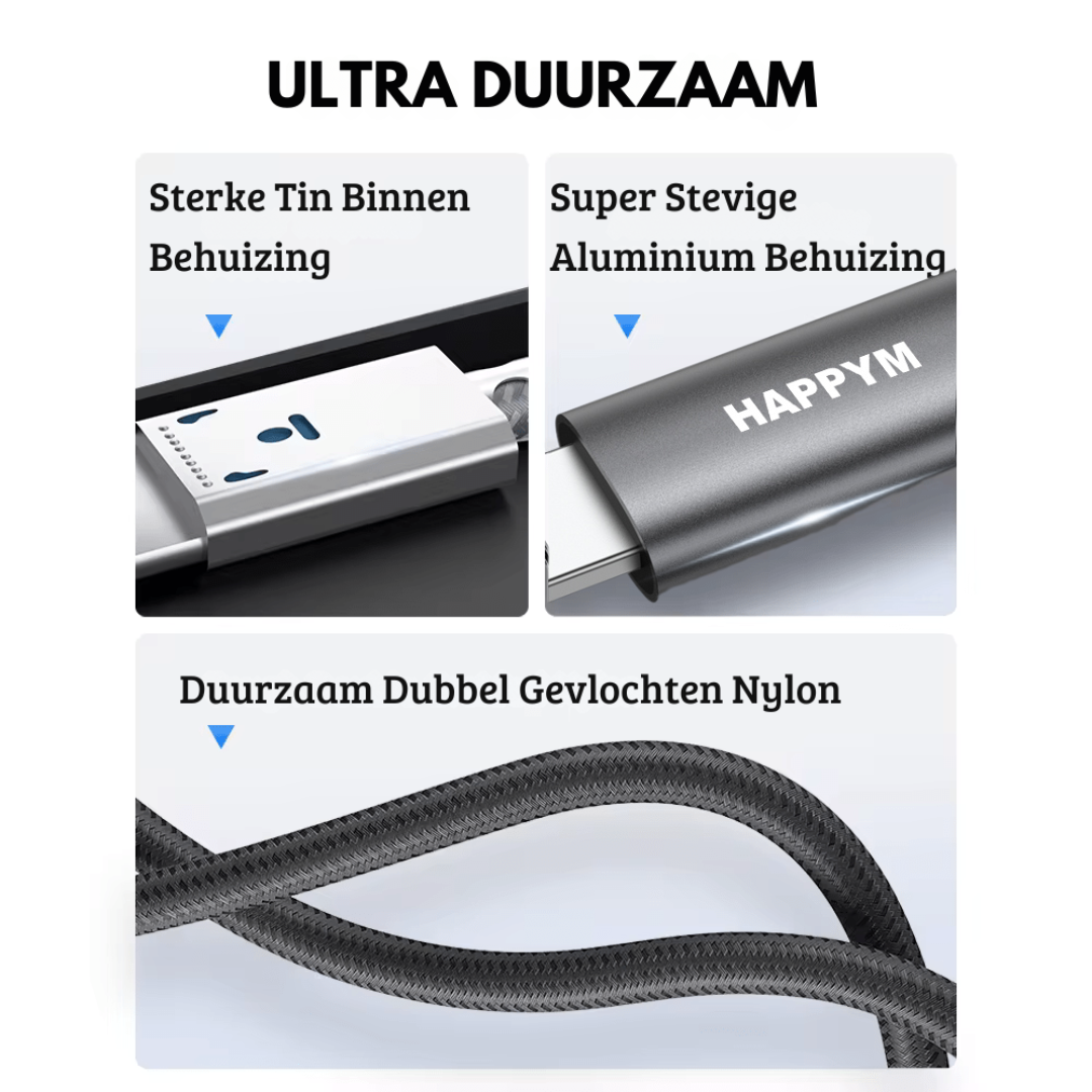 Lightning naar USB-C Kabel Datakabel en Oplaadkabel – Zwart – 3 Meter