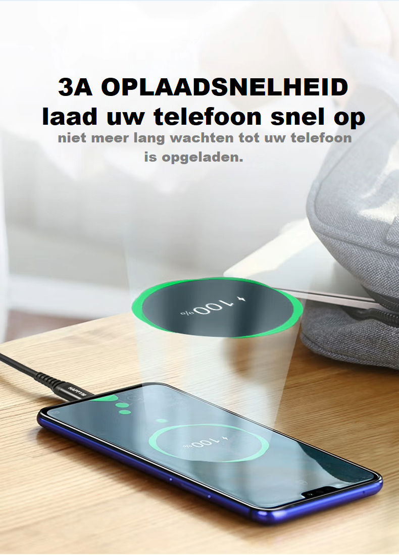 3A oplaadsnelheid - laad snel op met de USB-C naar Micro USB Kabel
