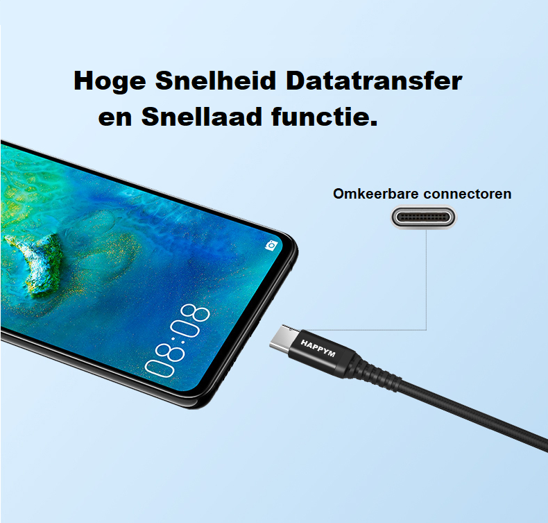 USB-C naar Micro USB Kabel voor telefoon, tablet en iPad opladen