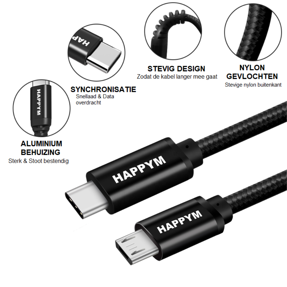 USB-C naar Micro USB Kabel features overzicht
