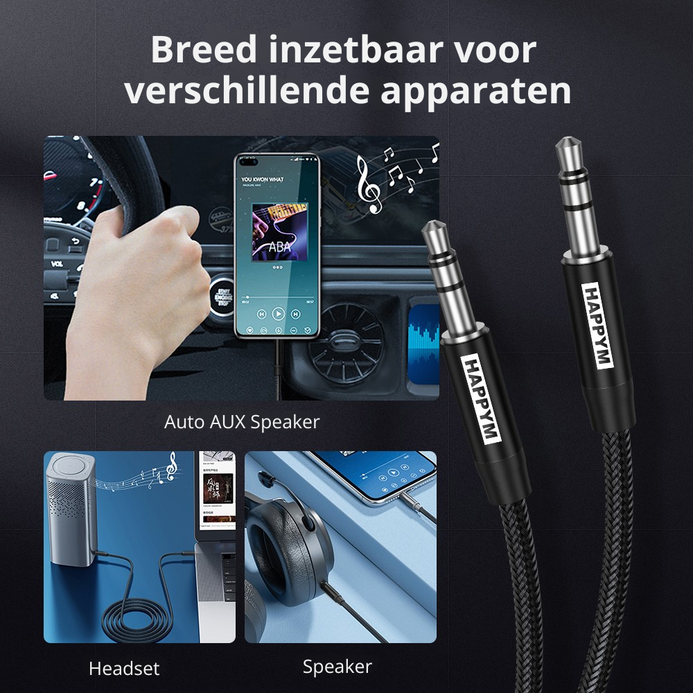 AUX kabel 1 meter duurzaamheid buigtest