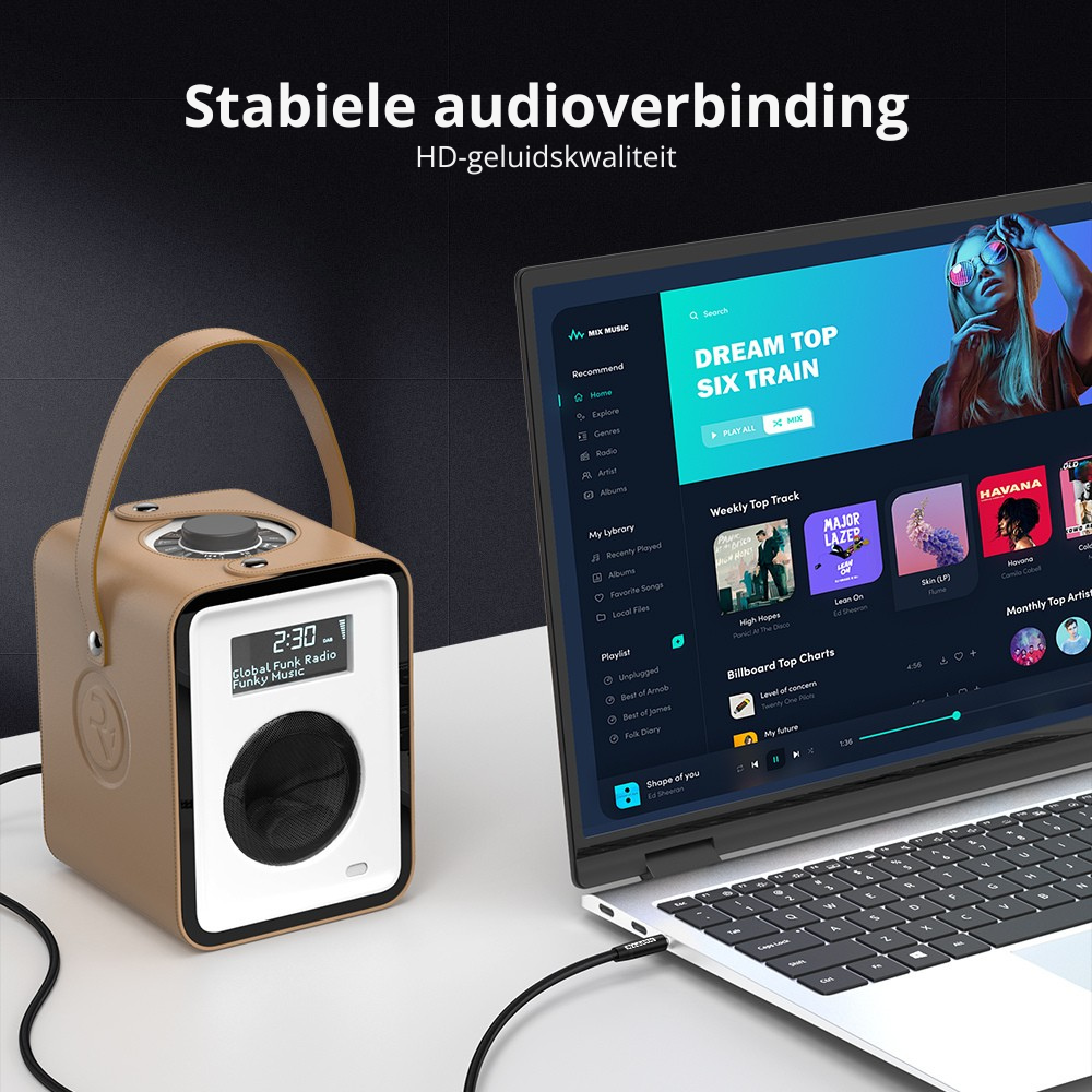 AUX kabel 3.5mm gevlochten ontwerp
