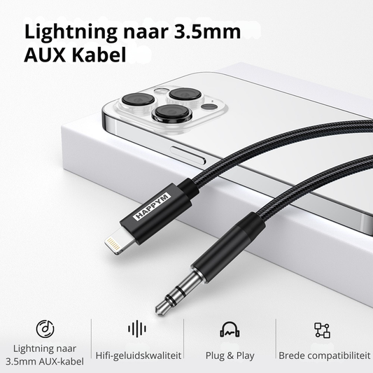 iPhone AUX adapter kabel duurzaam ontwerp
