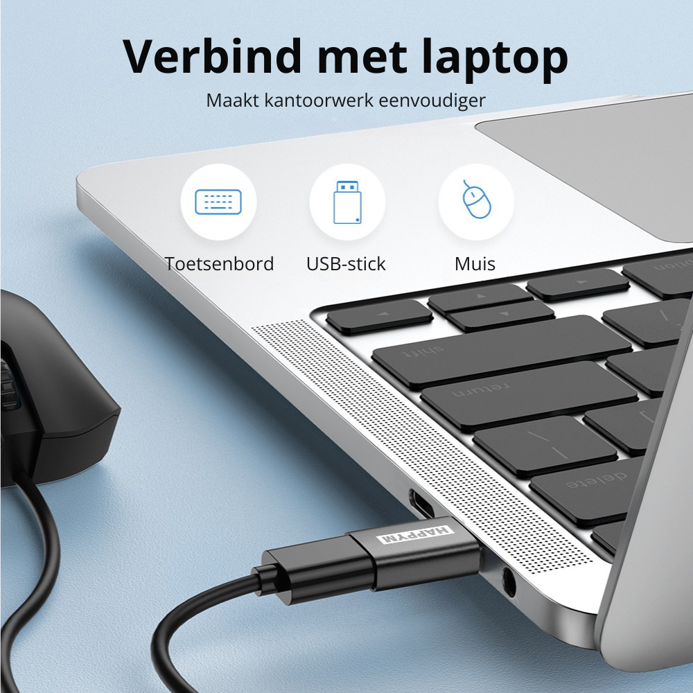 Happym USB-C naar USB-A 5Gbps adapter snelle dataoverdracht