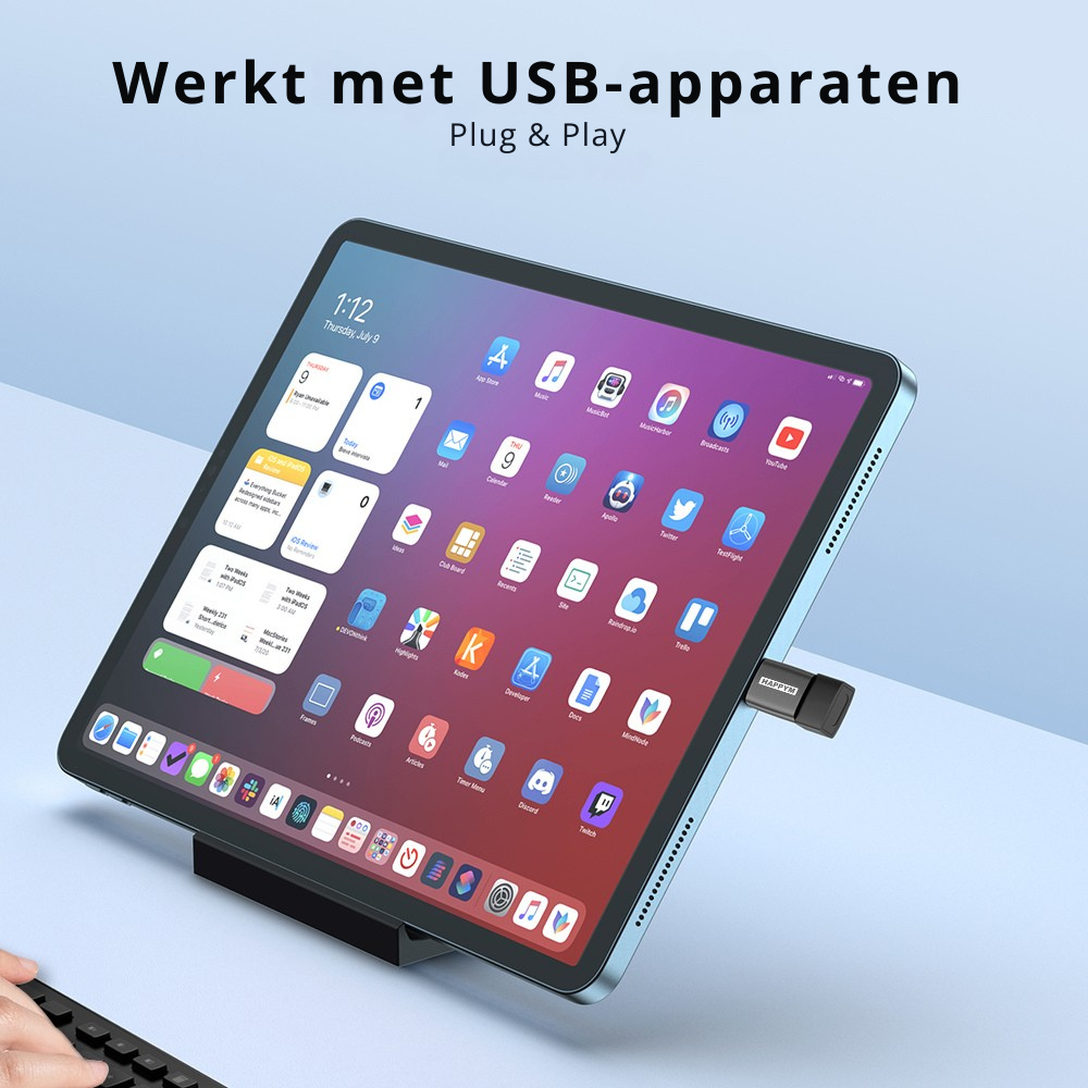 Happym USB-C naar USB-A adapter 2-pack compact design
