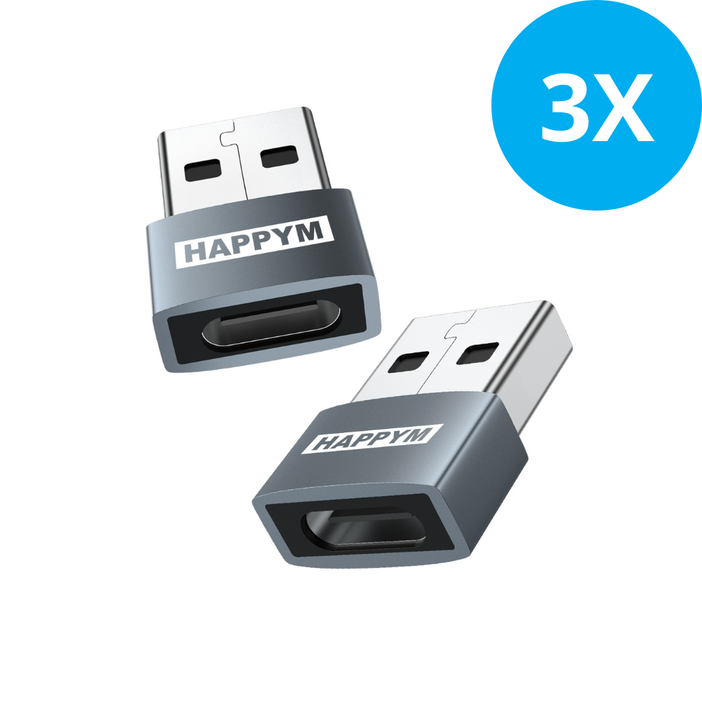 Happym USB-C OTG adapter set 3 stuks 5Gbps vooraanzicht