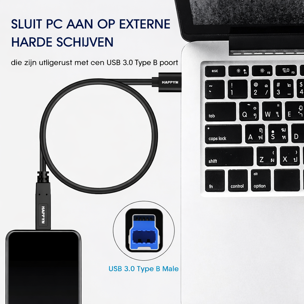 USB 3.0 kabel voor extern opslagapparaat