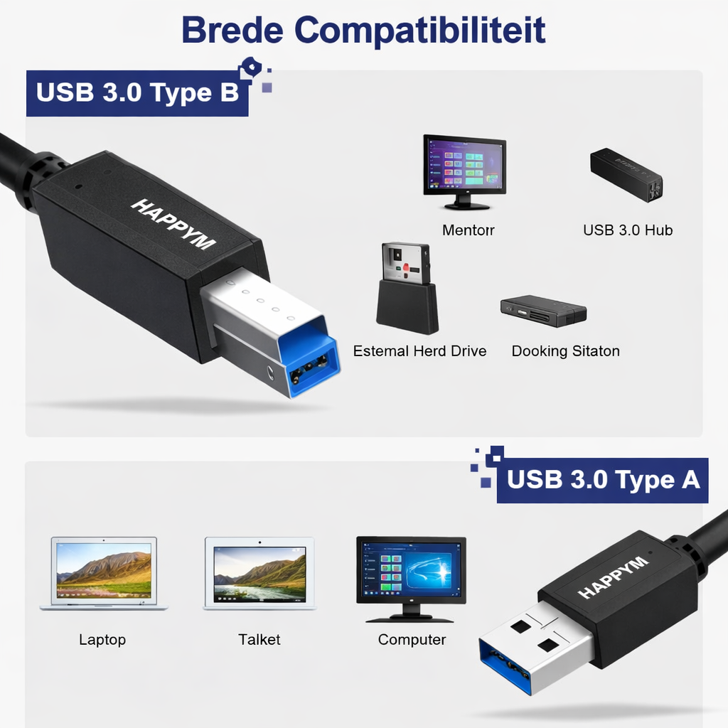 USB 3.0 kabel pc naar externe harde schijf