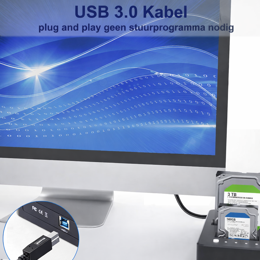USB-A naar USB-B kabel 5Gbps snelle overdracht