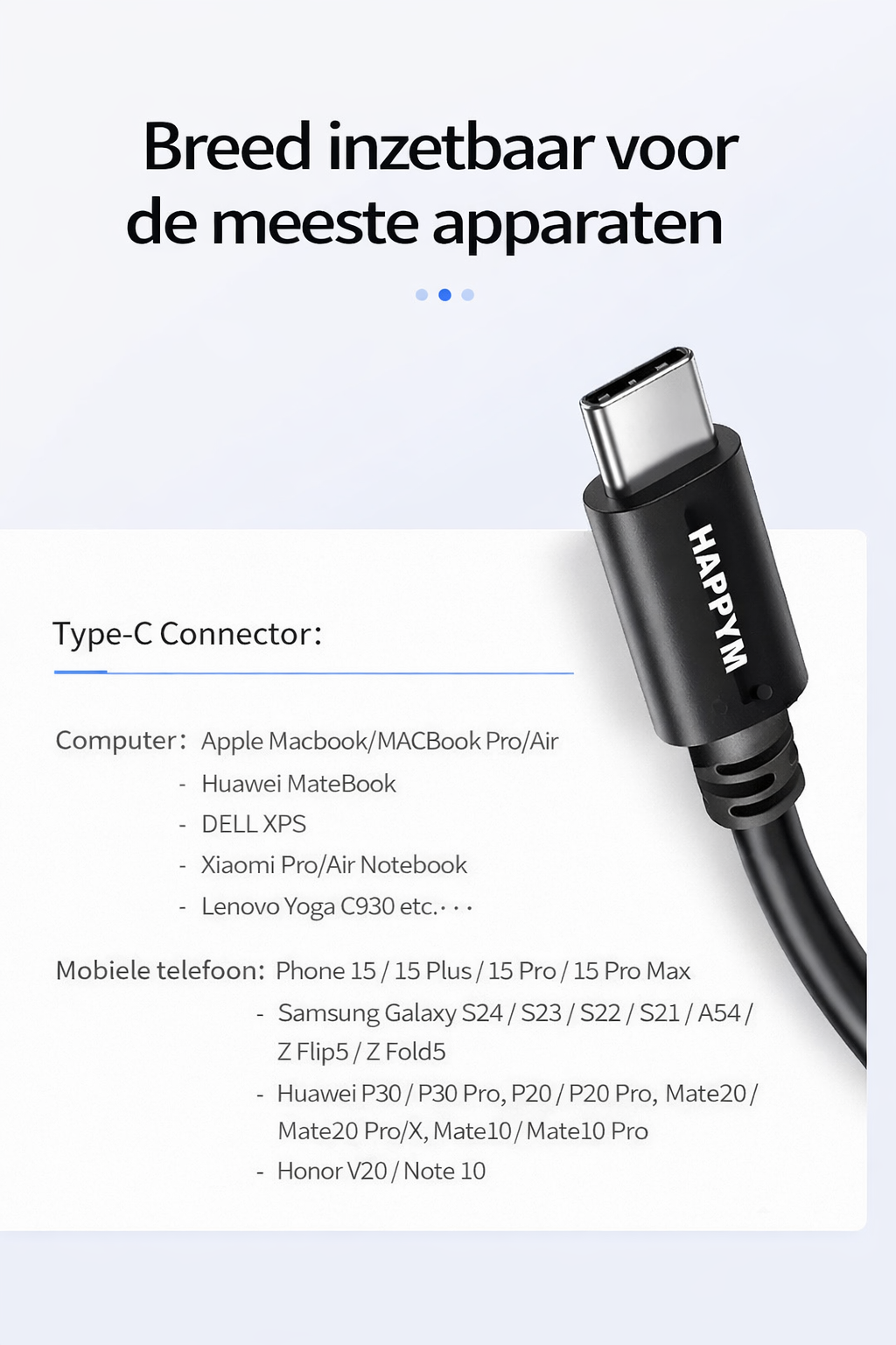 USB-B 3.0 kabel USB-C Happym connector detail