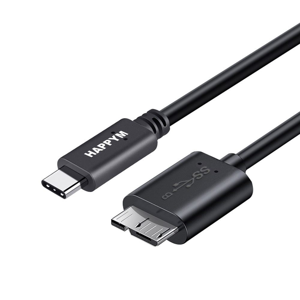 USB-C naar Micro USB kabel Happym zwart 2 meter